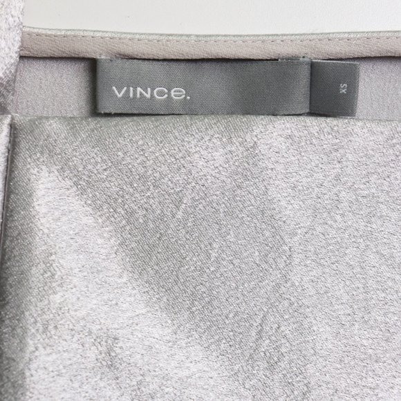 Vince Metallic Satin V-Neck Cami Sleeveless Skinny Strap Camisole Tank Silver XS - Picture 5 of 8